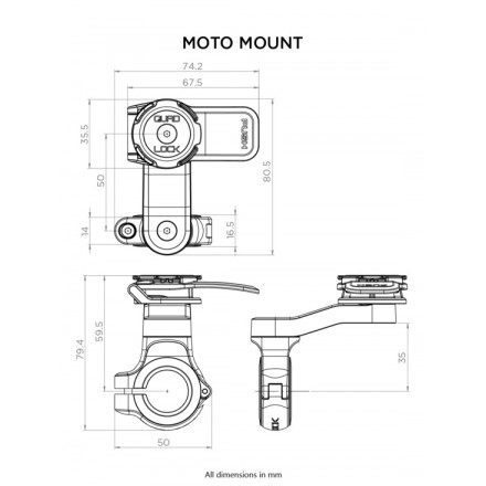 Bras d'extension pour support Moto Quad Lock