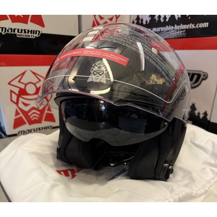 CASQUE DE MOTO JET MARUSHIN C-729 TORNADO NOIR MAT