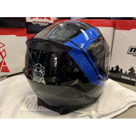 CASQUE INTEGRAL DE MOTO MARUSHIN M-299 NOIR GRIS BLEU