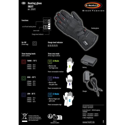 Gants moto chauffant Held Inuit